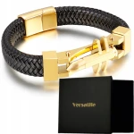 Bransoletka męska skórzana, ZŁOTY nabój, Versatile