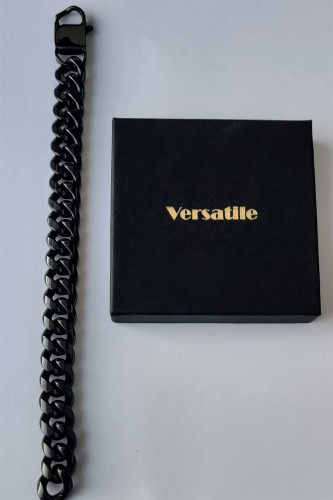 Piękna gruba bransoletka męska Versatile Premium Czarna