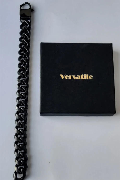 Piękna gruba bransoletka męska Versatile Premium Czarna