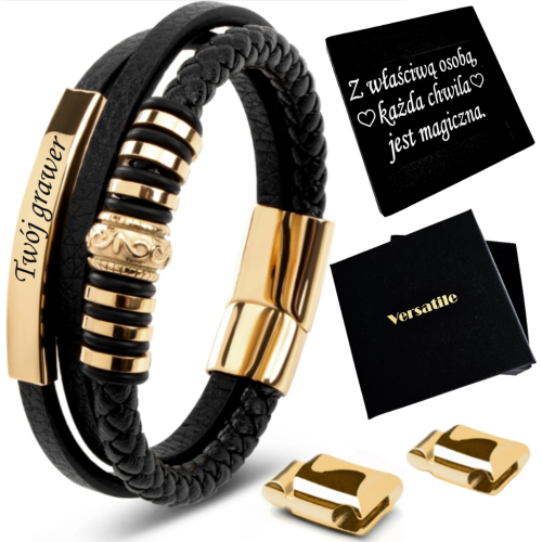 Bransoletka męska ZŁOTA REGULOWANA 21-24cm! Versatile