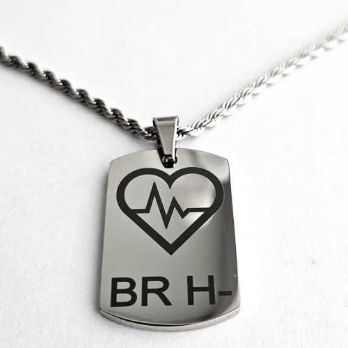 Srebrny nieśmiertelnik z grawerunkiem + łańcuszek srebrny 50cm