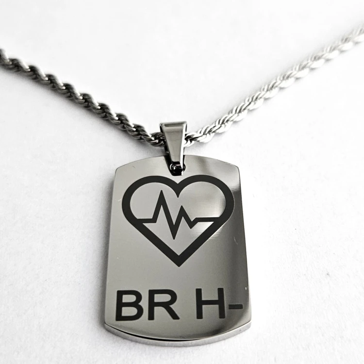 Srebrny nieśmiertelnik z grawerunkiem + łańcuszek srebrny 50cm