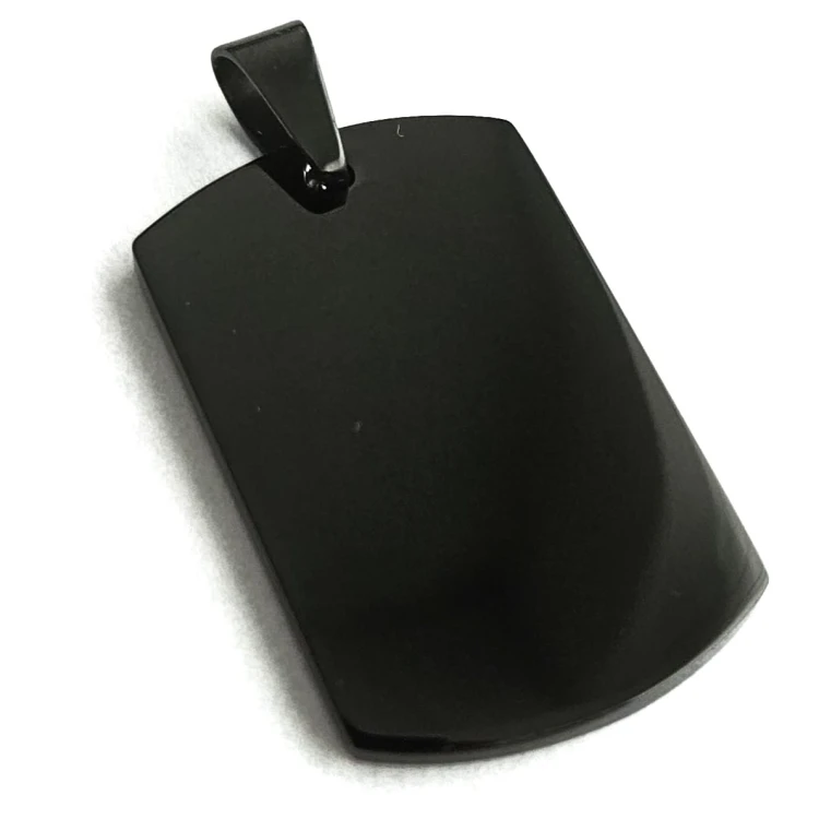 Czarny nieśmiertelnik z grawerunkiem TATO (wersja 2) + łańcuszek czarny 55cm