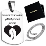 Srebrny nieśmiertelnik z grawerunkiem SERCE + łańcuszek srebrny 55cm