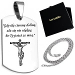 Srebrny nieśmiertelnik z grawerunkiem KRZYŻ + łańcuszek srebrny 60cm