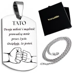 Srebrny nieśmiertelnik z grawerunkiem TATO (wersja 2) + łańcuszek srebrny 60cm