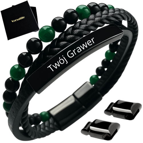 Bransoletka męska REGULOWANA 20-23CM JADEIT AGAT Versatile