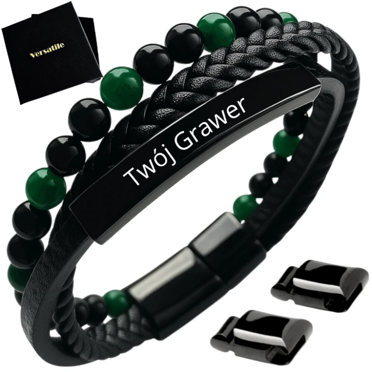 Bransoletka męska REGULOWANA 20-23CM JADEIT AGAT Versatile