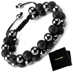 Bransoletka regulowana 18-25cm lawa wulkaniczna, hematyt Versatile