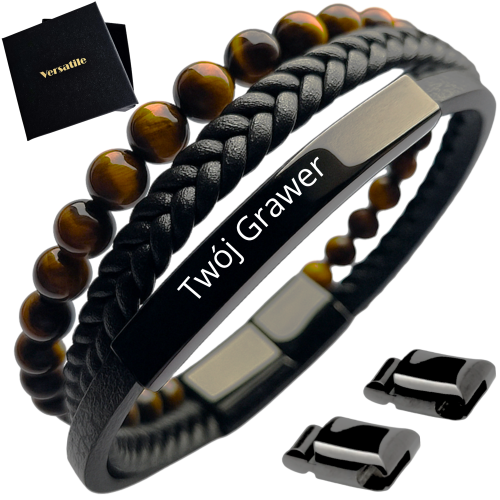 Bransoletka męska REGULOWANA 20-23CM TYGRYSIE OKO Versatile