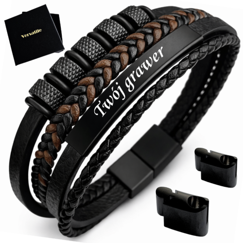 Bransoletka regulowana "ADAM" Czarna