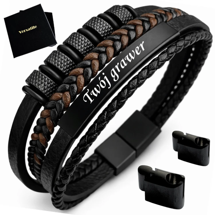 Bransoletka regulowana "ADAM" Czarna