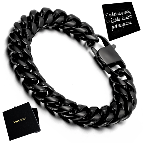 Piękna gruba bransoletka męska Versatile Premium Czarna