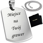 Srebrny nieśmiertelnik z grawerunkiem + łańcuszek srebrny 50cm