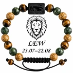 Bransoletka uniseks, znak zodiaku LEW, regulowana 17-24cm, Versatile