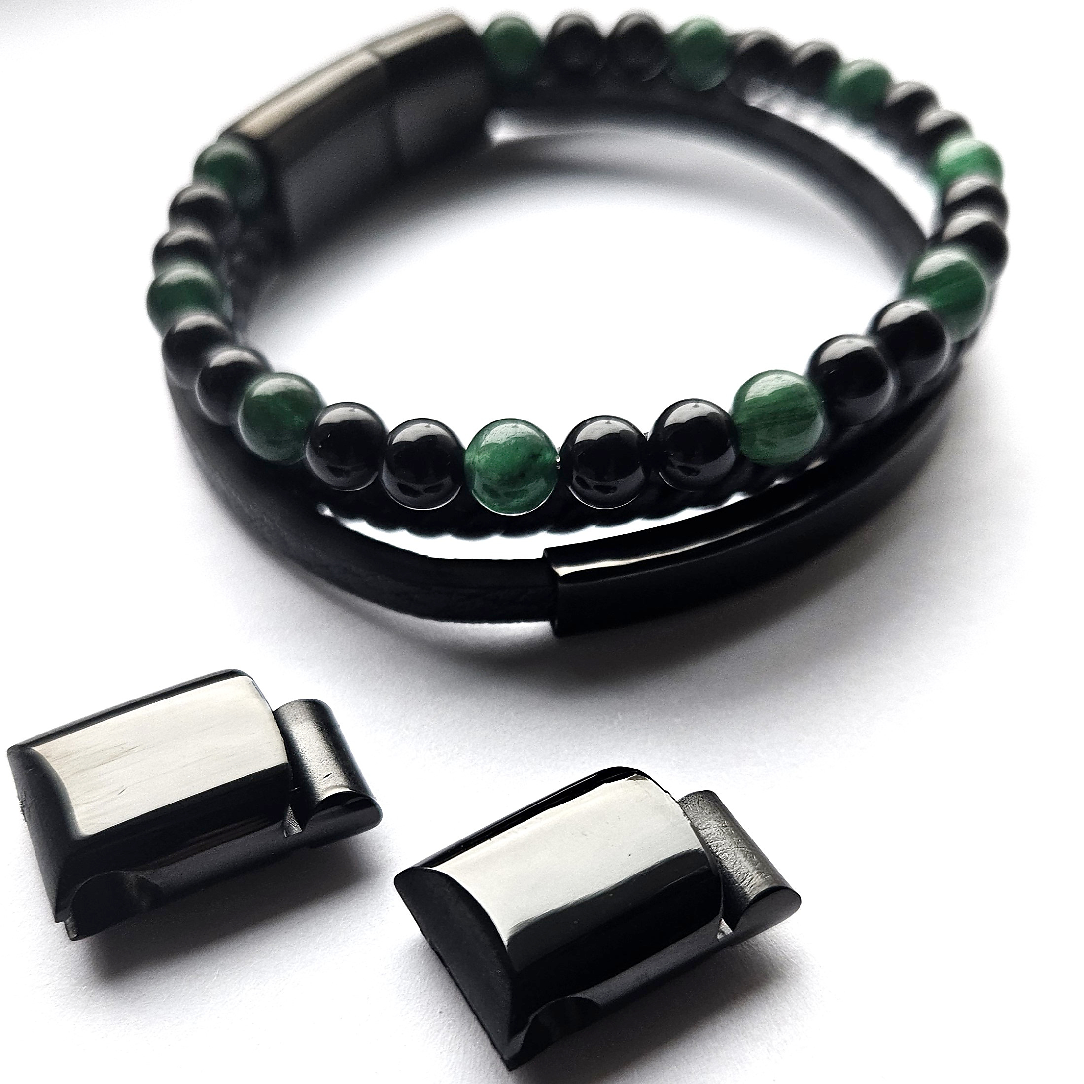 Bransoletka Versatile z jadeitem australijskim i czarnym agatem